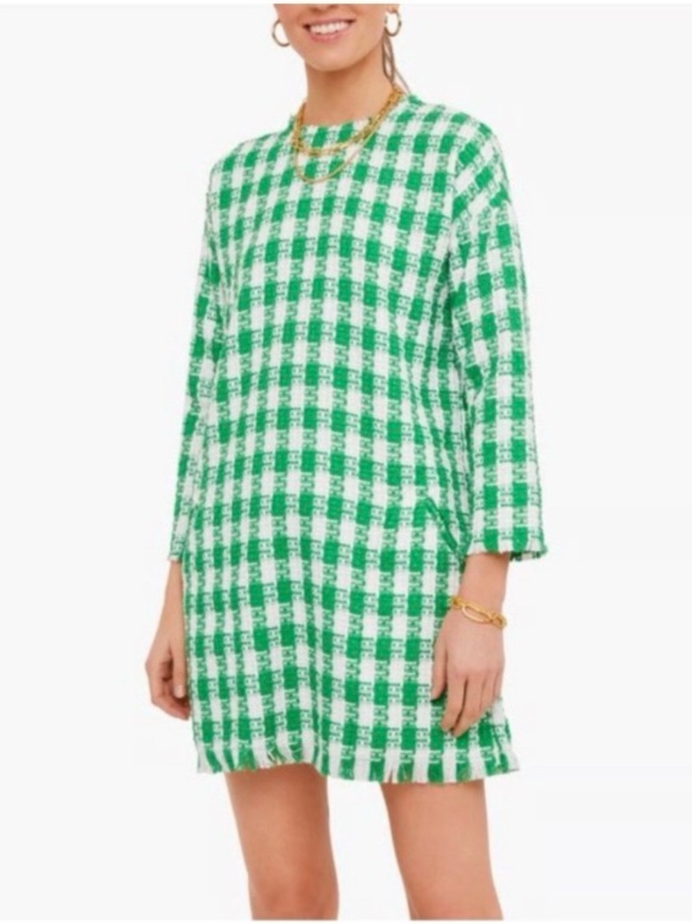 Tuckernuck Green Georgette Tweed Mini Dress